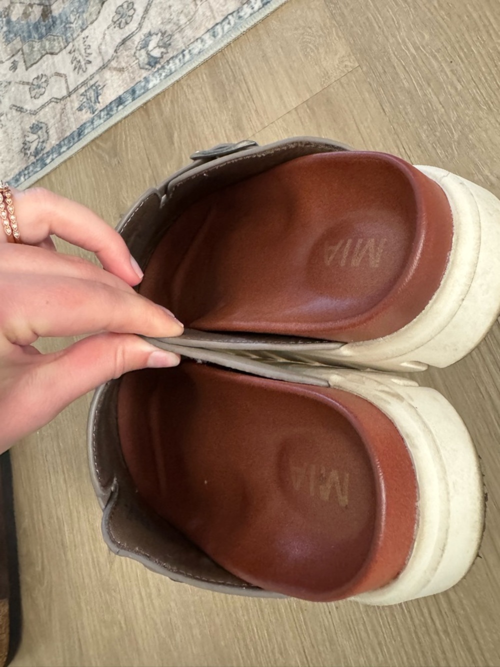 Women’s Taupe Suede Slip-On Clog Mule with Buckle - Picture 4 of 5